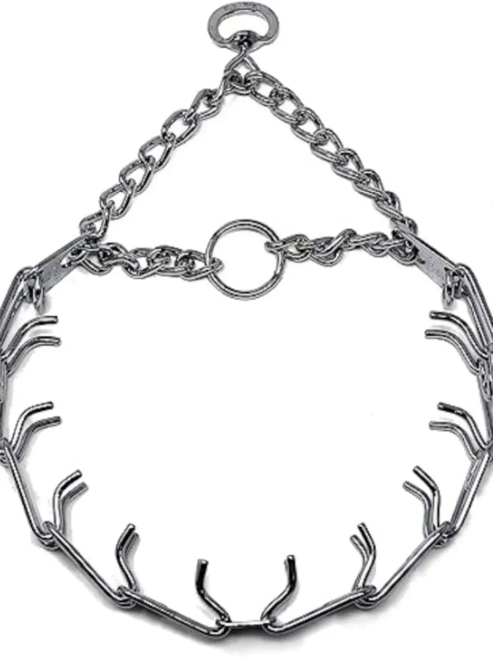 Medium 23in No-Pull Dog Training Collar - Ultra-Plus Chrome Steel Pinch Collar